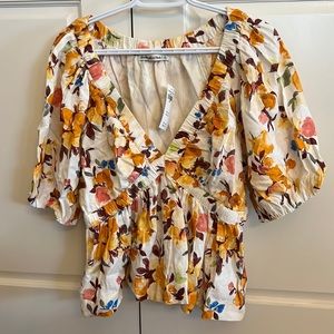 NWT Abercrombie low floral blouse L